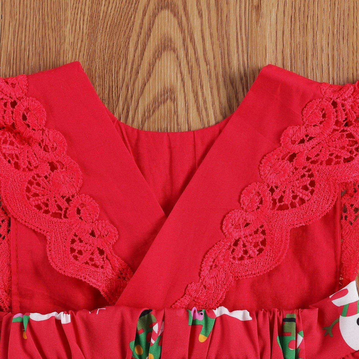 Robe à volants en dentelle pour filles avec imprimé cartoon et bandeau