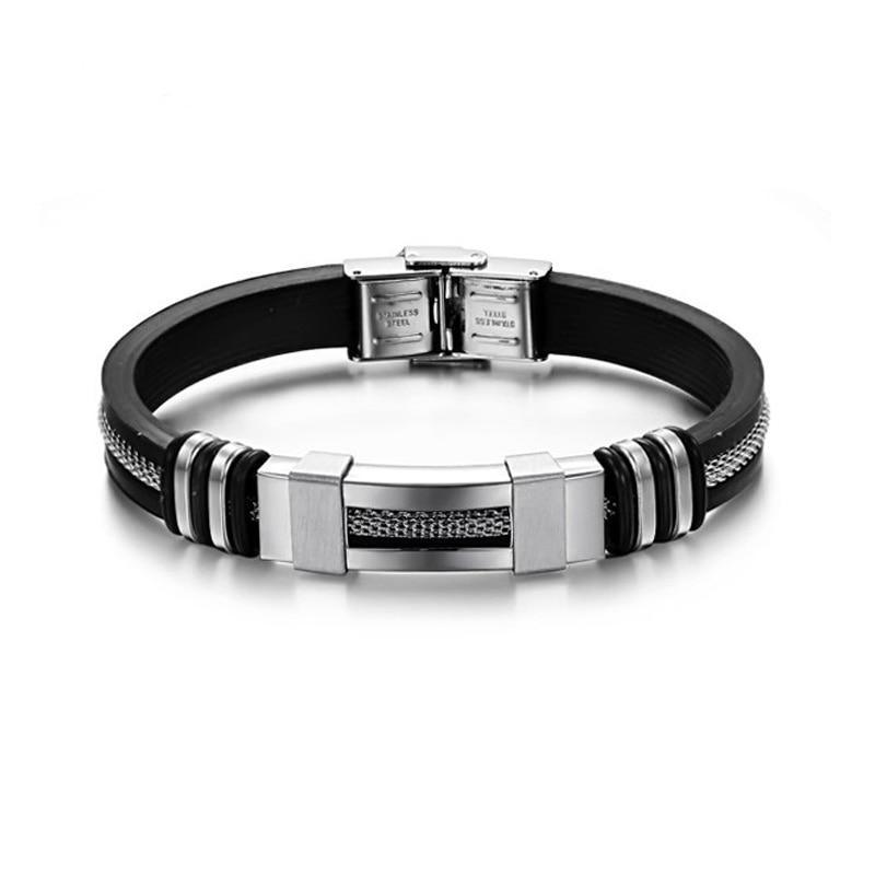 Stylish Stainless Steel and Silicone Bracelet for Men
