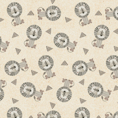 Tissu crème à motifs de lions Jungle Romp - 43"/44" par yard