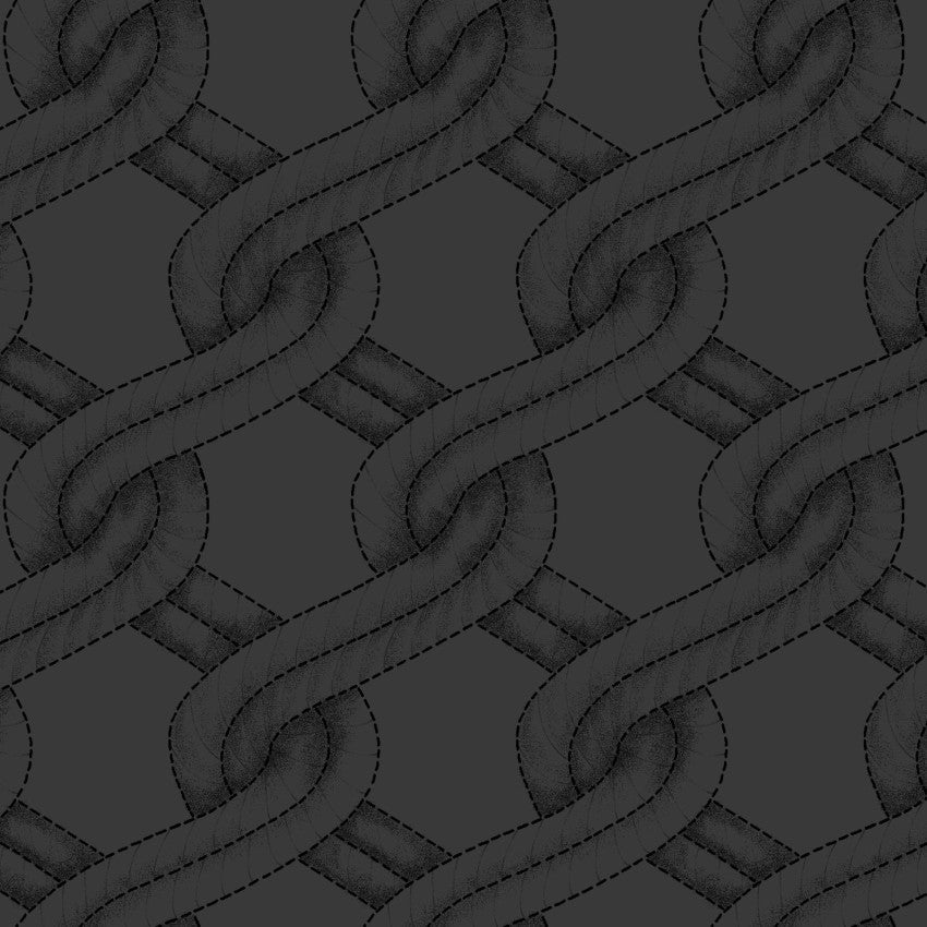 Charcoal/Black Twisted Rope Stitched Braid Cotton Fabric Per Yard