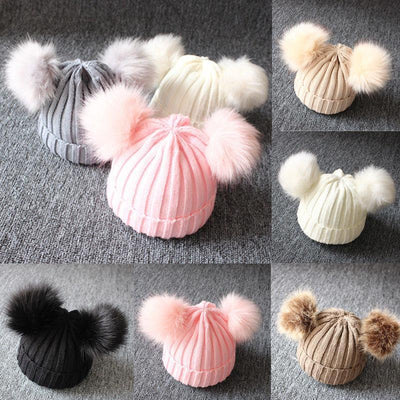 Charming Newborn Baby Winter Knit Hat with Pompom