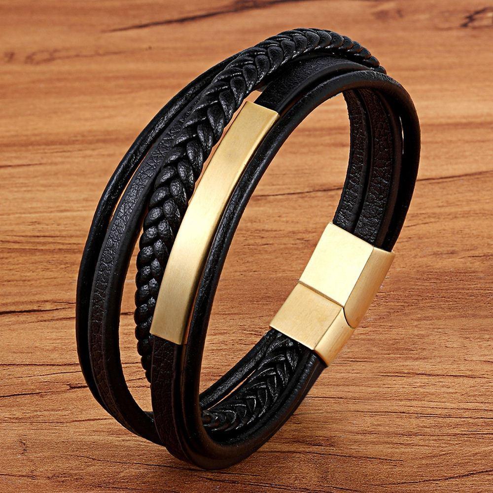Classic Genuine Leather Multilayer Bracelet for Men