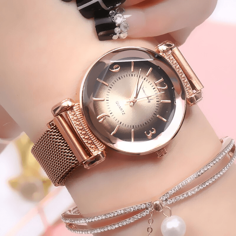 Montre Femme de Luxe à Cadran Dégradé avec Bracelet Milan