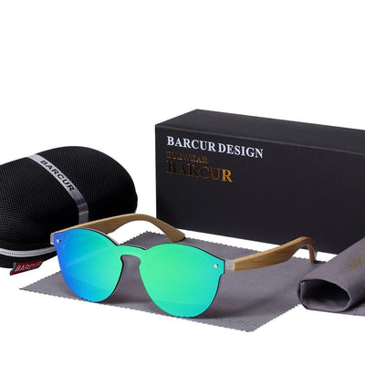 Lunettes de soleil rondes en bambou de luxe avec protection UV400