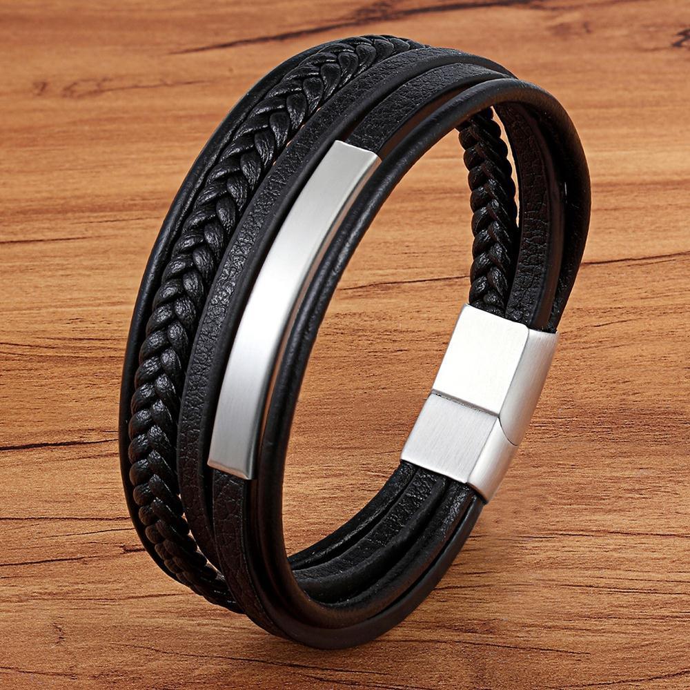 Classic Genuine Leather Multilayer Bracelet for Men