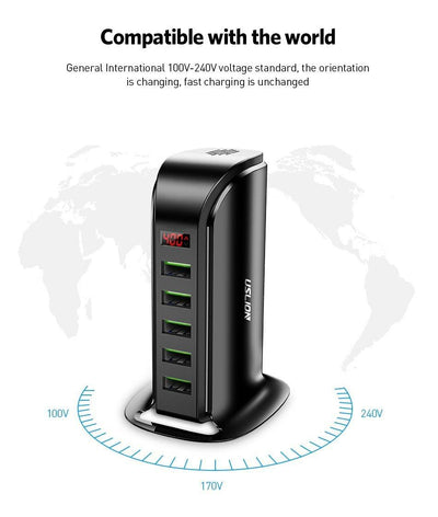 5-Port USB Energy Saving Charger with LED Display