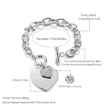 Trendy Gold Heart Charm Bracelet for Women - Stylish Silver Link Chain Jewelry - Korvel