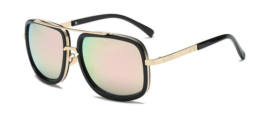 Elegant Oversized Gold Metal Frame Sunglasses