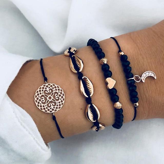 Luxury Gold Crystal Circle Arrow Bracelet Set for Women
