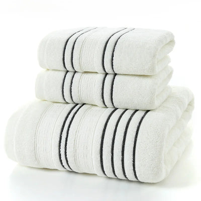 3Pieces Set Grey Cotton Towel Set for Men toalla 2pc Face Washcloth Hand Towel 1pc Bath Towel Camping Shower Towels Bathroom - Korvel