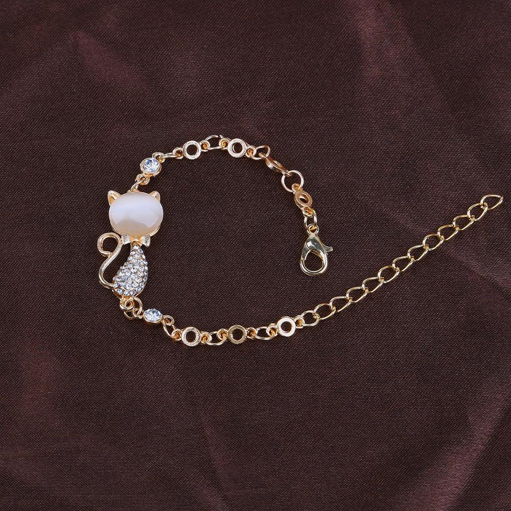 Elegant Rose Gold Cat Bracelet for Women and Girls