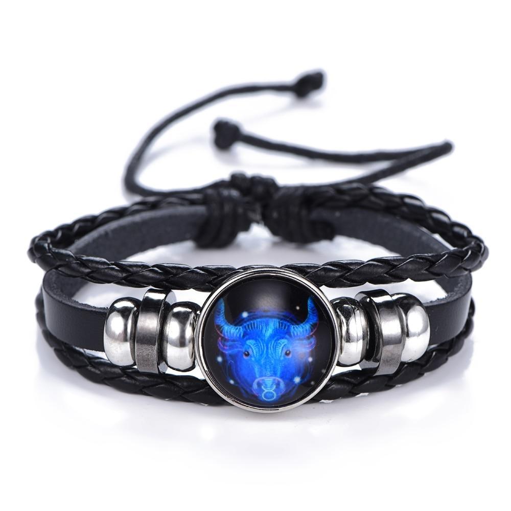 Elegant Zodiac Constellation Leather Bracelet for All