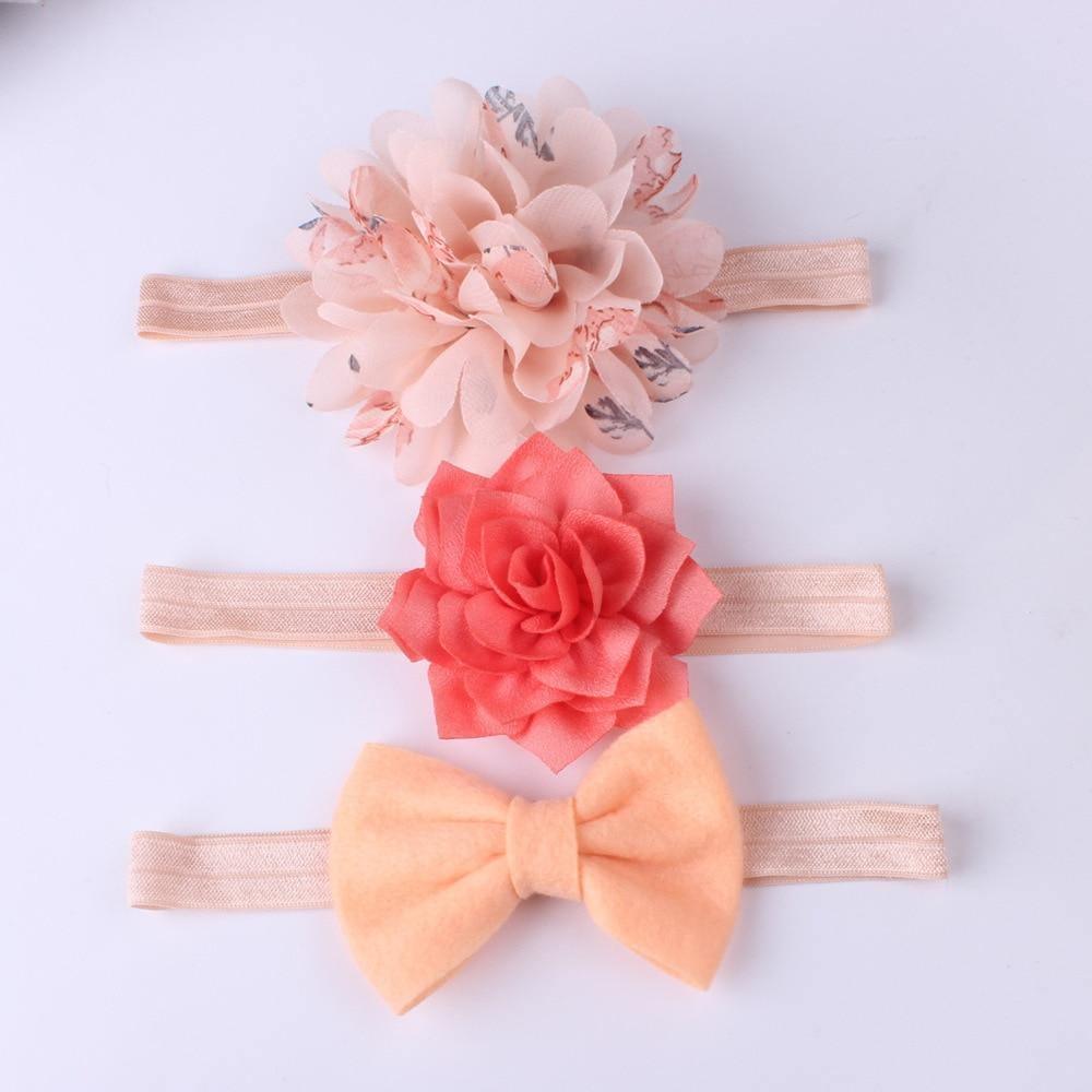 Conjunto de Diadema con Flor de Chiffon y Lazo para Niñas Bebés