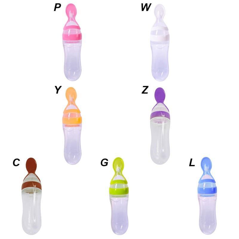Botella de Alimentación de Silicona para Bebés con Cuchara - 90ml