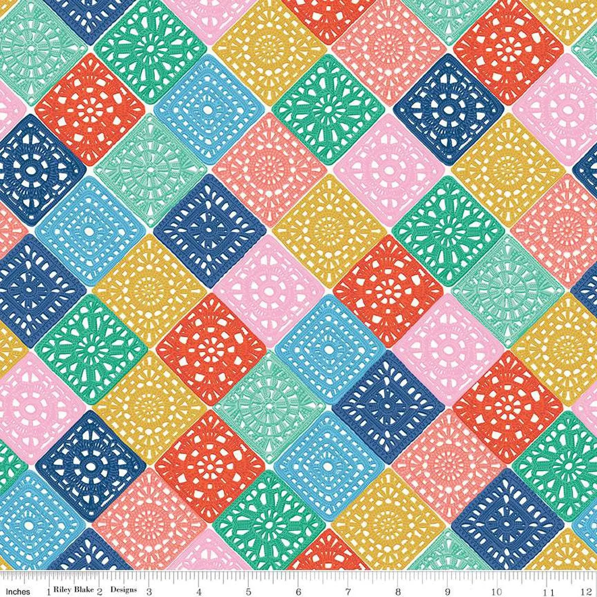 Tissu en coton multi crochet fait main - 43"/44" par yard