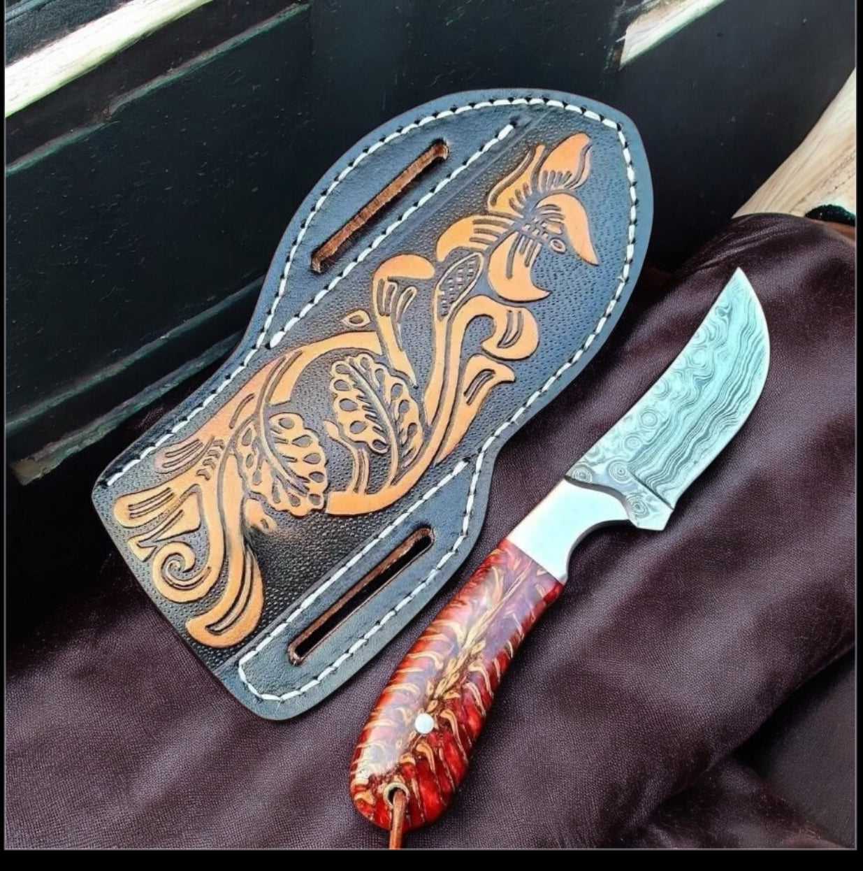 Premium Handcrafted Damascus Steel Western Belt Knife - 7.5"