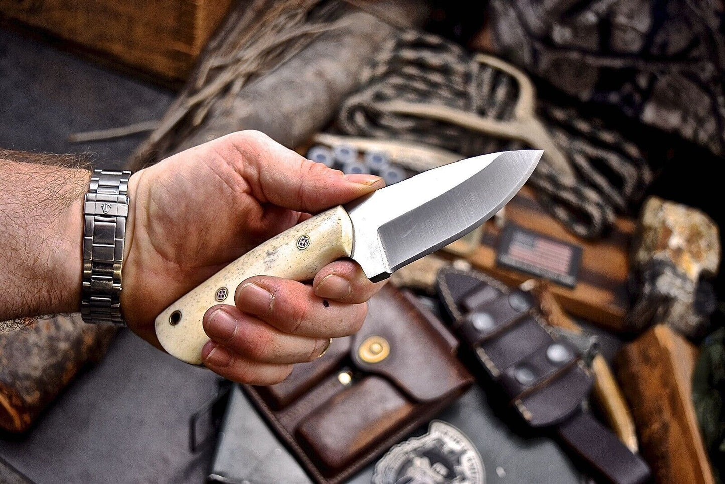 Artisan J2 Steel Skinning Knife – 4.5" Blade with Exquisite Camel Bone Handle - Korvel