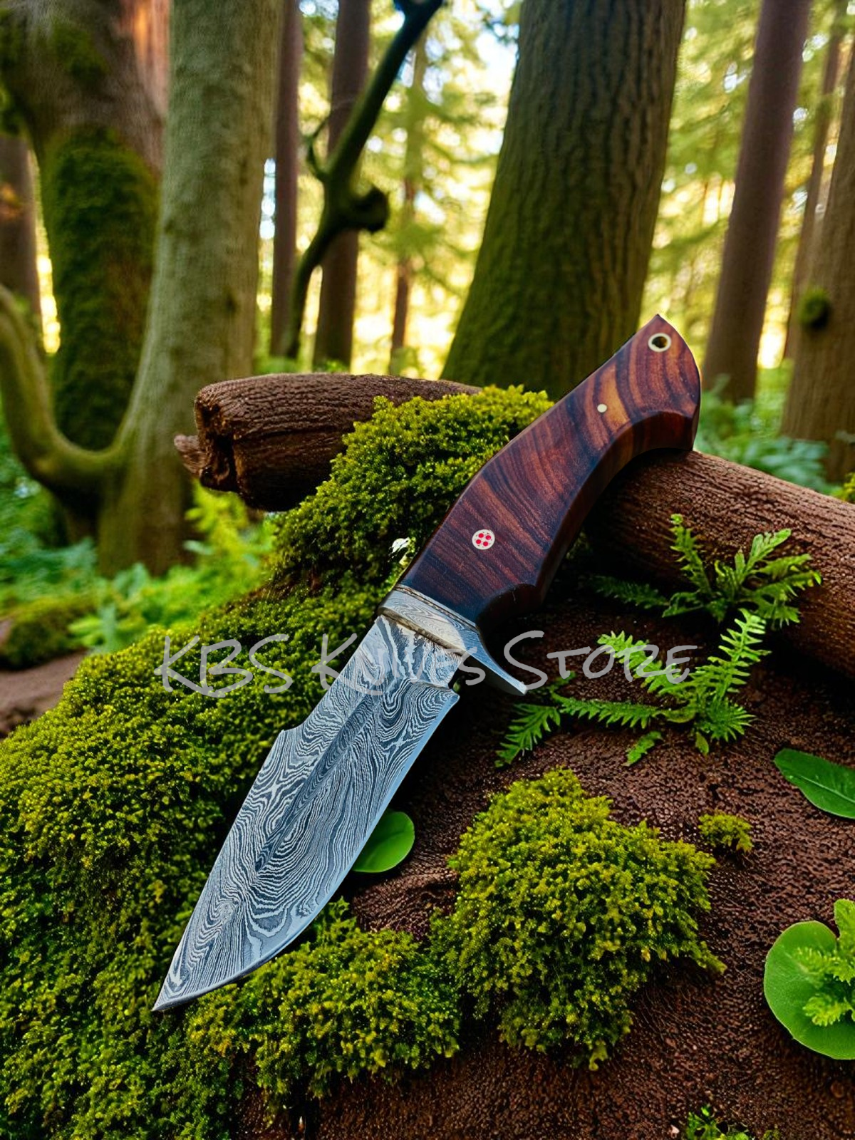 Premium Handmade Damascus Hunting Knife with Rosewood Handle - 10" - Korvel