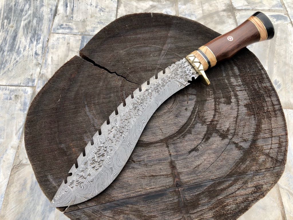 Authentic Nepalese Kukri - 15" Damascus Steel Blade - Korvel