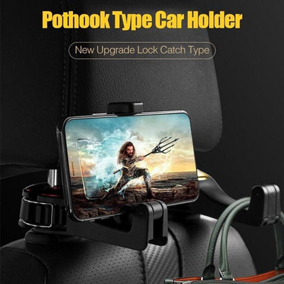 Adjustable Car Headrest Hooks & Phone Holder