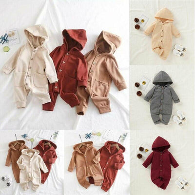 Premium Newborn Hooded Romper with Pockets