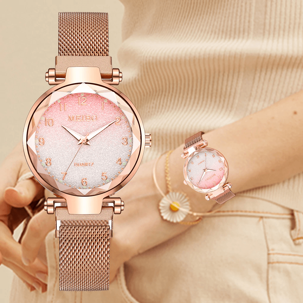Montre de Luxe à Couleur Dégradée pour Femme avec Boucle Magnétique