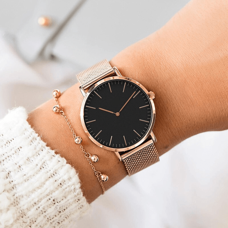 Montre en acier inoxydable ultra fine unisexe