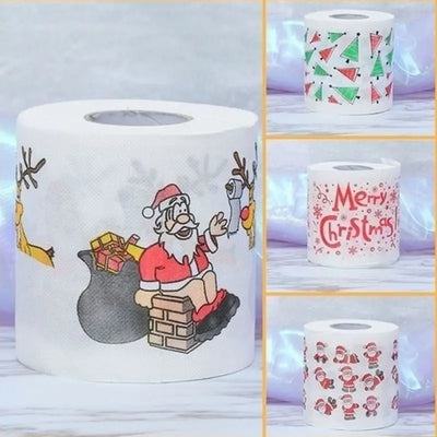 Christmas Pattern Printing Roll Toilet Paper Household Tissue Bathroom Web Q0KD - Korvel