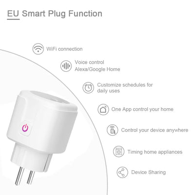 WiFi Smart Plug EU US UK Adaptor Wireless Remote Voice Control Power Energy Monitor Outlet Timer Socket for Alexa Google Home - Korvel