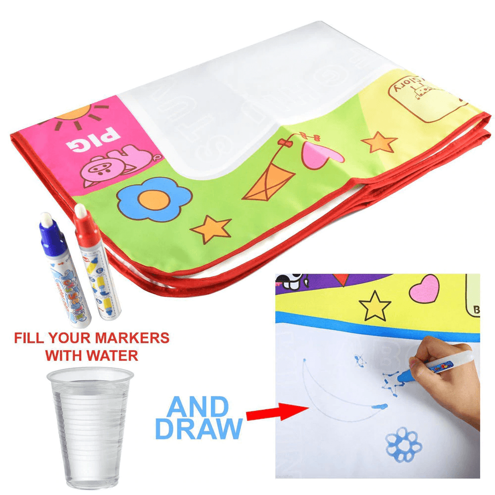 Tapis de Dessin à l'Eau Éducatif pour Enfants - 45,5 x 29 cm