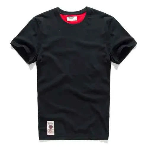 Camiseta Clásica de Algodón para Hombre con Cuello Redondo Sólido