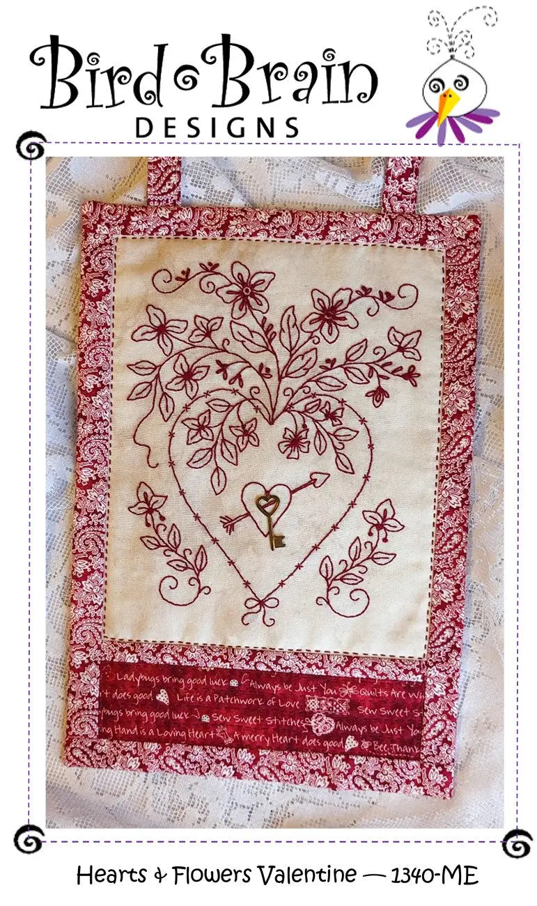 Patrón de Bordado a Máquina de Corazones y Flores para San Valentín