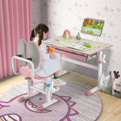 Escritorio Infantil Ajustable en Altura con Superficie Inclinable - Rosa