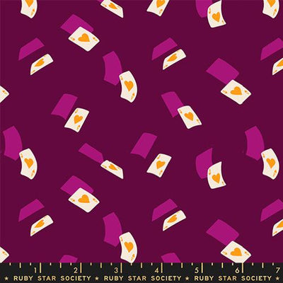 Hello Alice Purple Velvet Falling Aces Cotton Fabric - 43"/44" Per Yard