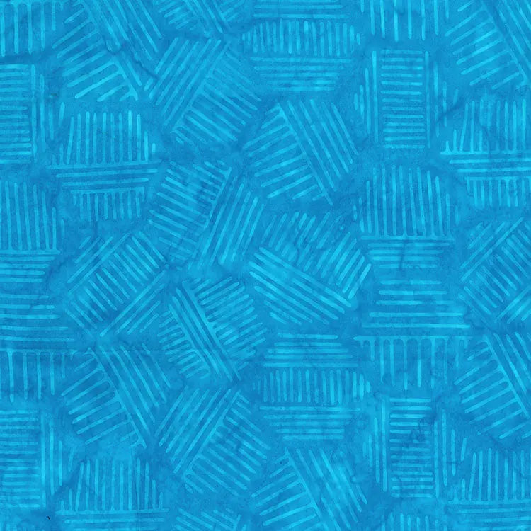 Hexies Caribbean Blue Cotton Fabric - 44"/45" Per Yard