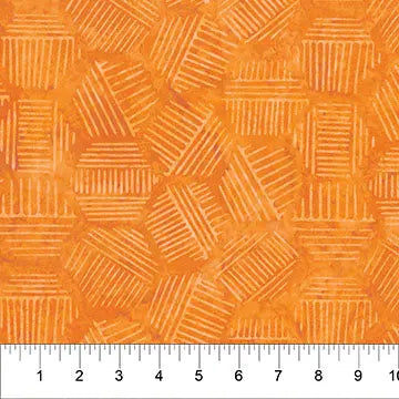 Hexies Persimmon Orange Cotton Fabric 44"/45" Per Yard