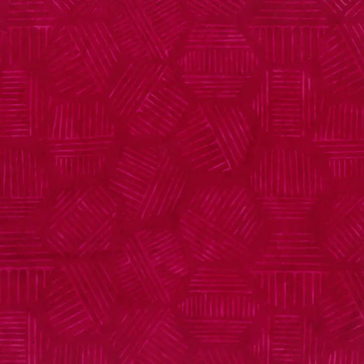 Hexies Red Raspberry Cotton Fabric 44"/45" Per Yard