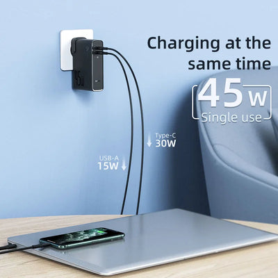 Baseus GaN Power Bank Charger 10000mAh 45W USB C PD Fast Charging 2 in 1 Charger & Battery as One ForiP 11 Pro Laptop ForXiaomi - Korvel