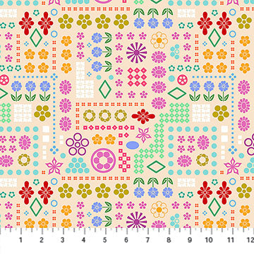 Tissu en coton crème High Score Yesterday - 44"/45" par yard