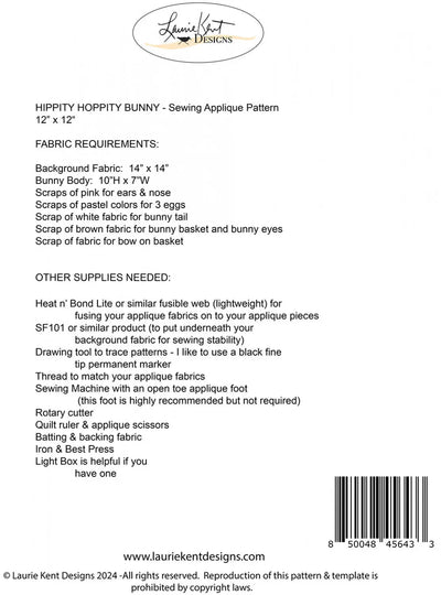 Hippity Hoppity Bunny Applique Sewing Pattern