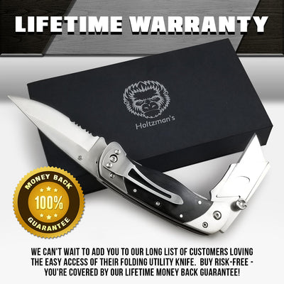 Premium Utility Knife, Folding Pocket Knife Combo, Box Cutter, Heavy Duty Dual Blades W/Belt Clip Gift Set for Dad Carpenter or Construction Worker - Korvel