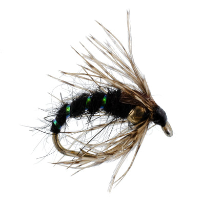 Pack de 3 mouches émergentes Caddis Pupa Saint Graal noires - Taille 14