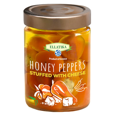 ELLATIKA Cheese-Stuffed Honey Peppers – in Sunflower Oil – 11.28 oz Glass Jar - Korvel