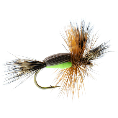 3-Pack Chartreuse Humpy Classic Hair Wing Dry Flies - Size 14 - Korvel