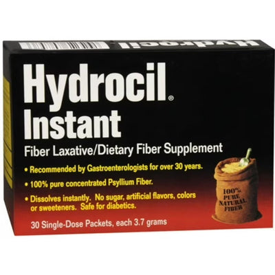 Laxante de fibra instantáneo Hydrocil - Sin azúcar y sin sabor, 30 paquetes