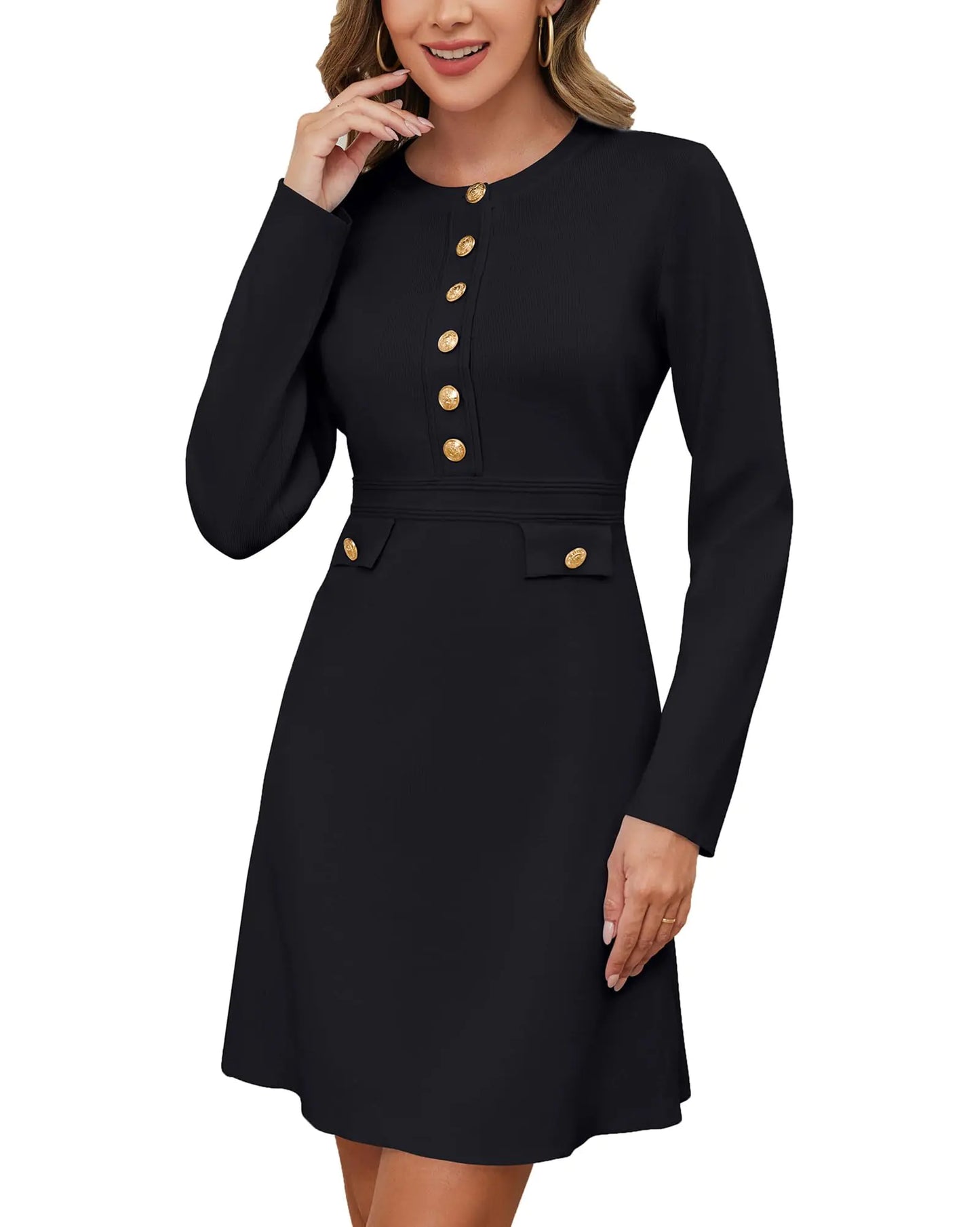 Vestido de Suéter de Manga Larga para Mujer Aokivvy - Elegante Vestido Mini Bodycon