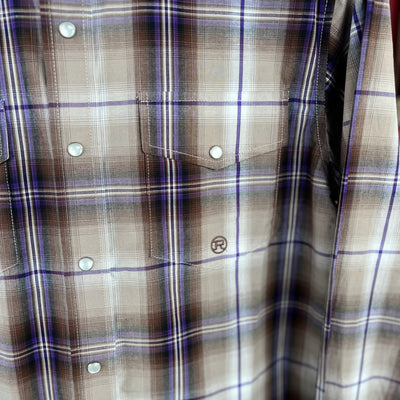 Stylish Grey and Purple Plaid Shirt for Boys | Roper - Korvel