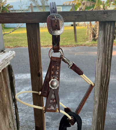 Deluxe Leather Rope Nose Halter with Tassels - Korvel