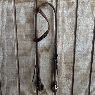 Premium Braided One-Ear Hot Oil Leather Headstall - Korvel