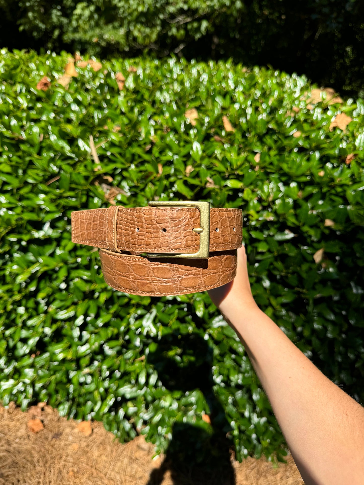 Ceinture en cuir pleine peau mate marron clair